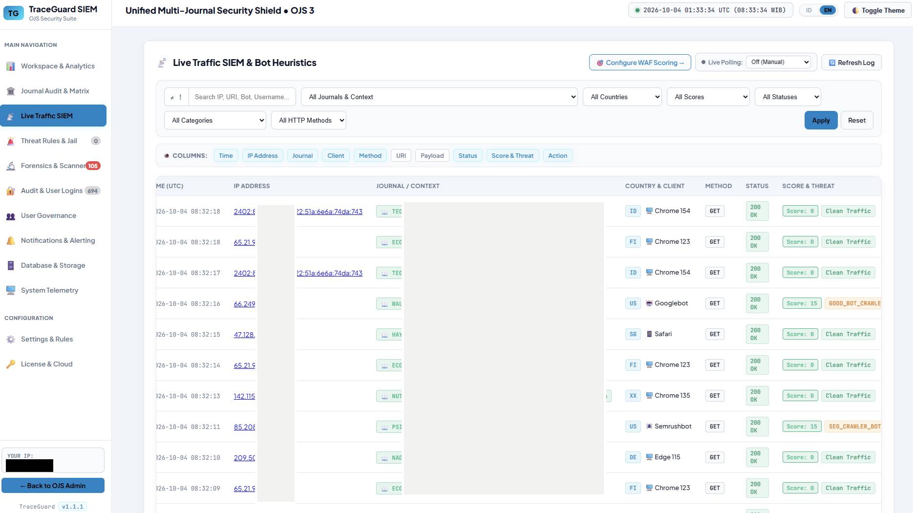 SIEM Traffic Inspector & Forensic Logs